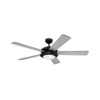 Comet 132cm Indoor Ceiling Fan Matte Black Finish Reversible Blades (Matte Black/Silver) Opal Frosted Glass 78719