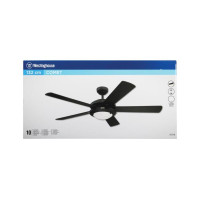 Comet 132cm Indoor Ceiling Fan Matte Black Finish Reversible Blades (Matte Black/Silver) Opal Frosted Glass 78719