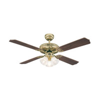 Monarch Trio 132cm Indoor Ceiling Fan Polished Brass Finish Reversible Blades (Oak with Cane/Mohogany) Frosted Glass 78171