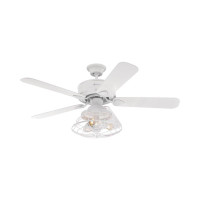 Westinghouse Barnett 122cm Indoor Ceiling Fan White Finish Reversible Blades (White/White Washed Pine) Cage Shade 72209