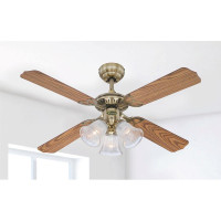 Westinghouse Princess Trio 42" 106cm Ceiling Fan – Antique Brass, Reversible Blades, Light Kit 78265