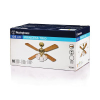 Westinghouse Princess Trio 42" 106cm Ceiling Fan – Antique Brass, Reversible Blades, Light Kit 78265