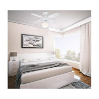 Portland Ambiance 90cm Indoor Ceiling Fan White Finish Reversible Blades (White/Beech) Opal Frosted Glass 78710