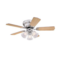 Westinghouse Contempra Trio 90cm Ceiling Fan – Brushed Nickel, Reversible Rosewood/Beech Blades, Light Kit 72073