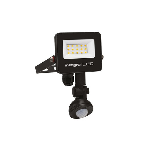 Integral 20W LED Floodlight PIR IP67 Black 4000K Cool White 2000lm SuperSlim2