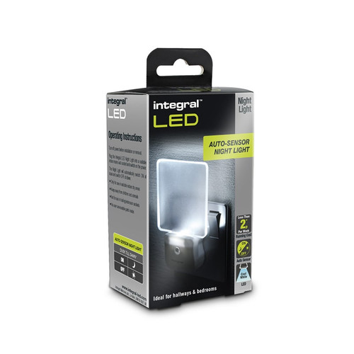Integral Auto Sensor LED Night Light ILNL-CL-UK - Cool White, 3-Pin UK Plug, Dusk to Dawn