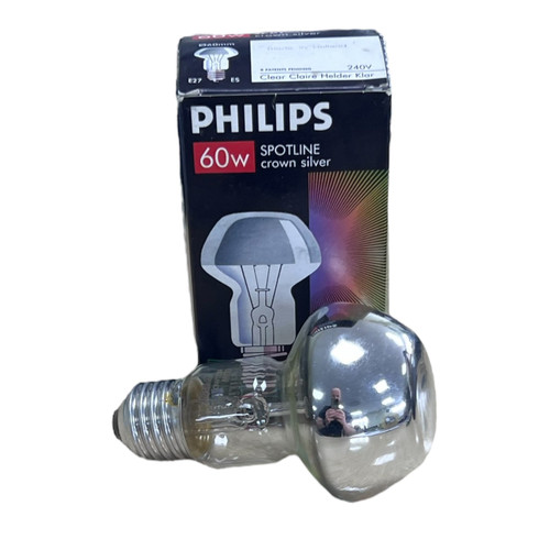 Philips Spotline 60w 240v E27 ES Crown Silver Reflector Bulb R64 Philips Spotline 60w 240v E27 ES Crown Silver Reflector Bulb R64