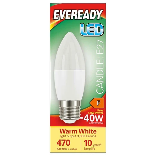 Eveready 4.9W LED Candle Bulb E27 470lm 3000K Warm White S13614