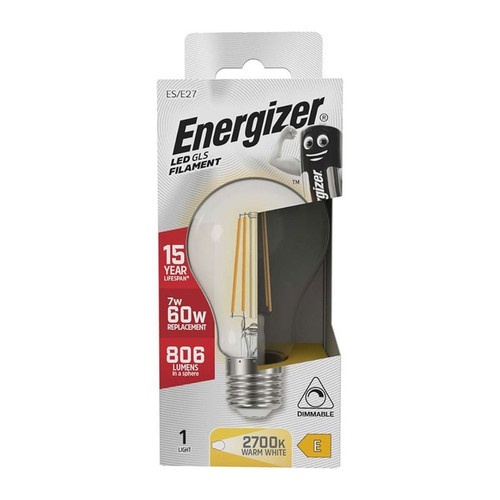 Energizer 7W E27 LED Filament GLS 806lm 2700K Warm White S12852