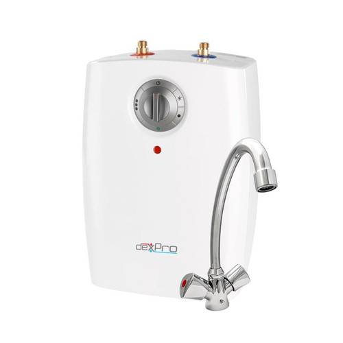 Dexpro DXU5LV 5L Under Sink Vented Water Heater – 2kW Fast Heating with Mixer Tap & Hoses Dexpro DXU5LV 5L Under Sink Vented Water Heater – 2kW Fast Heating with Mixer Tap & Hoses