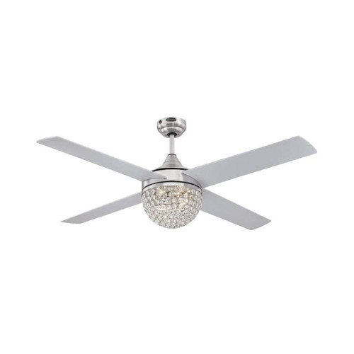 Westinghouse Kelcie 132 cm Ceiling Fan – Brushed Nickel Finish with Crystal Jewel Light & Remote Control 72206