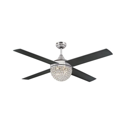 Westinghouse Kelcie 132 cm Ceiling Fan – Brushed Nickel Finish with Crystal Jewel Light & Remote Control 72206