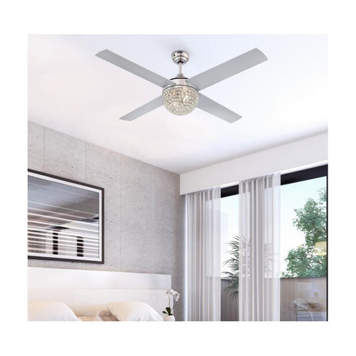 Westinghouse Kelcie 132 cm Ceiling Fan – Brushed Nickel Finish with Crystal Jewel Light & Remote Control 72206