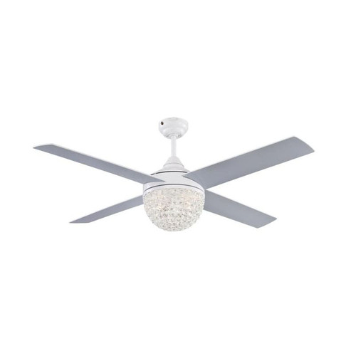 Westinghouse Kelcie 132cm (52”) Ceiling Fan with Crystal Light – White/Silver Finish, Remote Control 72262