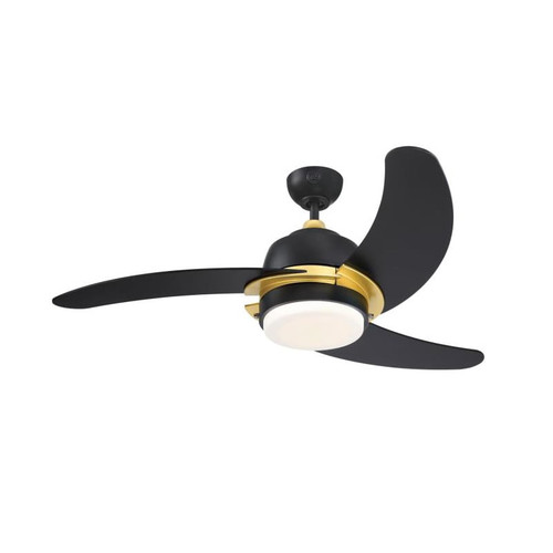 Westinghouse Simone 122 cm Ceiling Fan – Modern Matte Black with Gold Accents & LED Light Fixture 73041