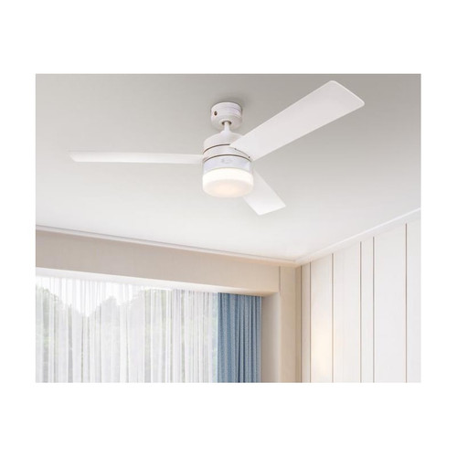 Westinghouse Alta Vista 122cm Ceiling Fan – LED Light, Remote, White/Maple Blades 72271