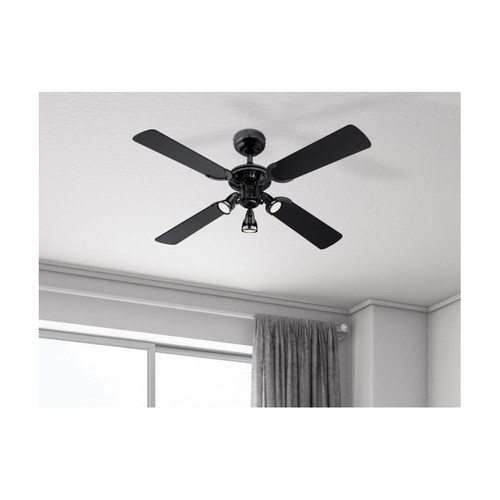 Westinghouse Princess Euro 105 cm Ceiling Fan – Brushed Gun Metal, Black/Applewood Blades, 3 Spot Lights 73061