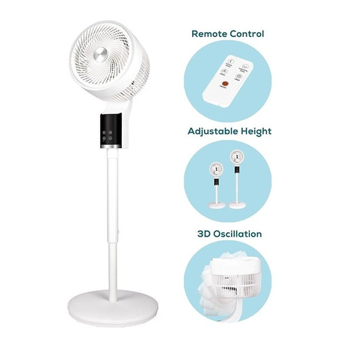 TCP White Pedestal Fan – Quiet, 3D Oscillation, Remote Control & Powerful Cooling