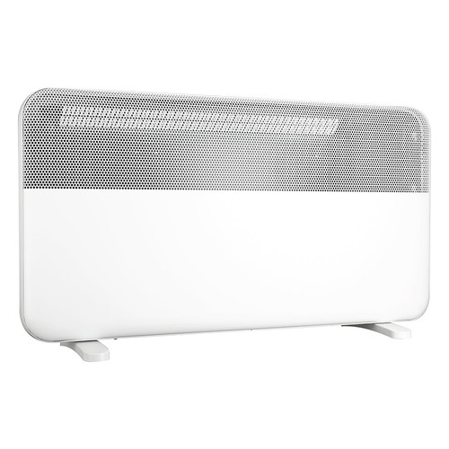 TCP 2000W white electric panel heater on wall — wall-mounted mode with slim profile and LED display