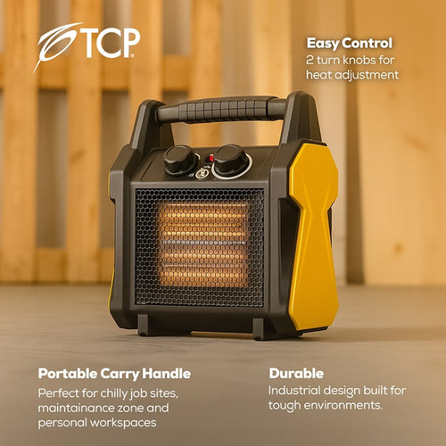 TCP 2kW Tough & Compact Portable Electric Heater – Industrial Design & Fast Heat