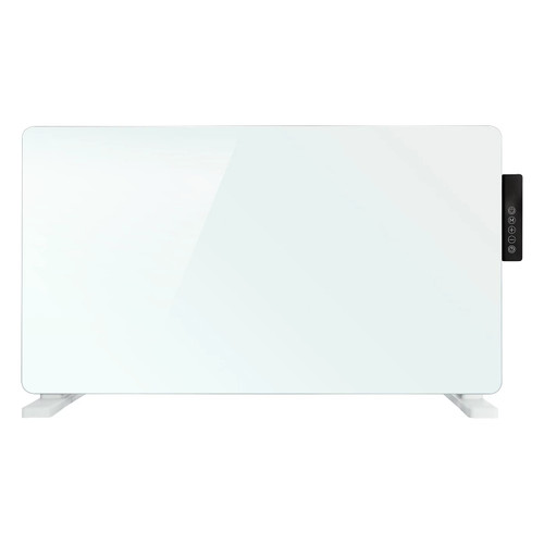 Wall-mounted TCPRADGWH2000WSPG07 2000W glass panel heater in sleek white finish