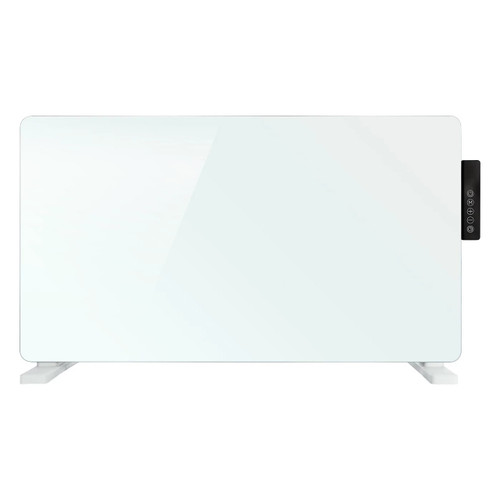 TCP 2000W White Glass Panel Heater – Wall Mounted or Freestanding with Side Control Panel