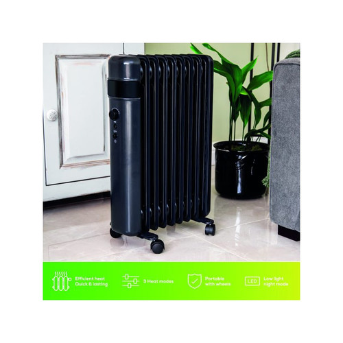 TCP Smart 2000W Black Portable 9-Fin Oil-Filled Radiator | WiFi Control & Thermostat TCP Smart 2000W Black Portable 9-Fin Oil-Filled Radiator | WiFi Control & Thermostat
