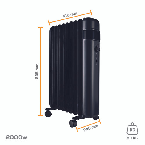 TCP Smart 2000W Black Portable 9-Fin Oil-Filled Radiator | WiFi Control & Thermostat TCP Smart 2000W Black Portable 9-Fin Oil-Filled Radiator | WiFi Control & Thermostat