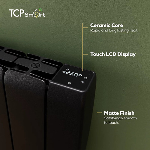 TCP Smart 1000W Black Ceramic Panel Radiator  WiFi Electric Heater