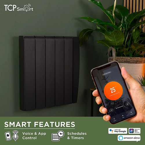 TCP Smart 1500W Black Ceramic Panel Radiator  WiFi Electric Heater