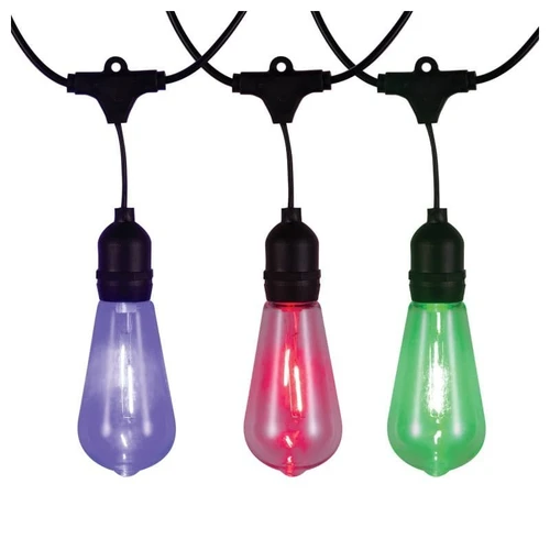 TCP 10m Multi-Coloured Festoon Garden Lights Squirrel Cage Bulbs (10 Lamps)