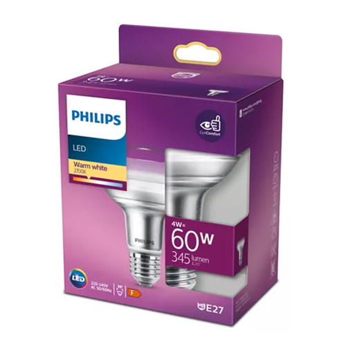 Philips R80 LED Reflector Bulb 4W E27 ES Warm White 2700K – 60W Replacement