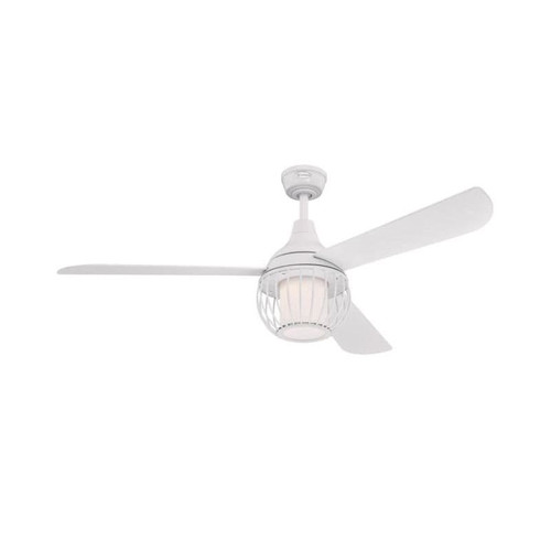 Westinghouse Graham 132cm Indoor Celling Fan Nickel Lustre Finish White Blades Cage Shade and Opal Frosted Glass 72207