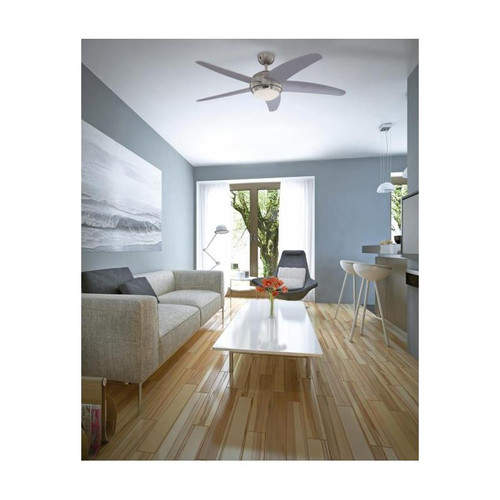 Westinghouse Bendan 132cm Indoor Ceiling Fan Satin Chrome Finish Silver Blades Opal Frosted Glass 72220