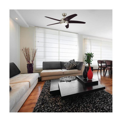Westinghouse Bendan 132cm Indoor Ceiling Fan Satin Chrome Finish Wengue Blades Opal Frosted Glass 72557