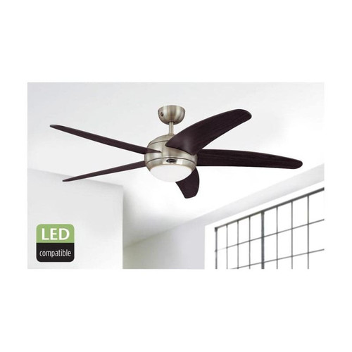 Westinghouse Bendan 132cm Indoor Ceiling Fan Satin Chrome Finish Wengue Blades Opal Frosted Glass 72557
