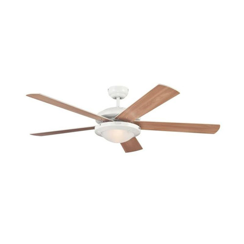 Comet 132cm Indoor Ceiling Fan White Finish Reversible Blades (White/Beech) Opal Frosted Glass 78017
