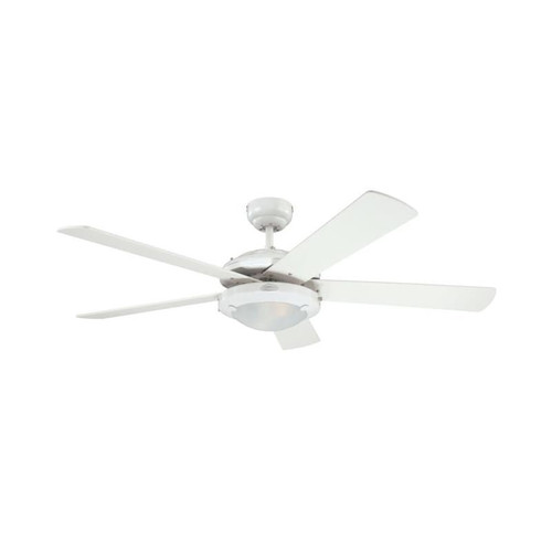 Comet 132cm Indoor Ceiling Fan White Finish Reversible Blades (White/Beech) Opal Frosted Glass 78017