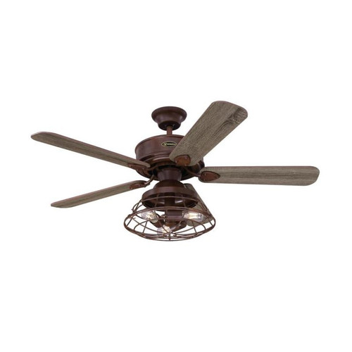 Westinghouse Barnett 122cm Indoor Ceiling Fan Barnwood Finish Reversible Blades (Reclaimed Hickory/Pewter Ash) Cage Shade 72205