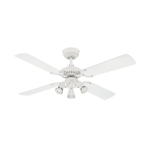 Westinghouse Princess Euro 105cm Indoor Ceiling Fan – White Finish, Reversible White/Beech Blades, Spot Lights 72113