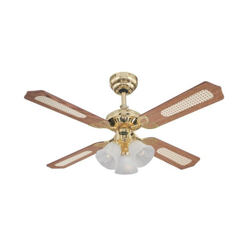 Westinghouse 78199 Princess Trio 42" Ceiling Fan Polished Brass Finish with Three-Light Frosted Glass