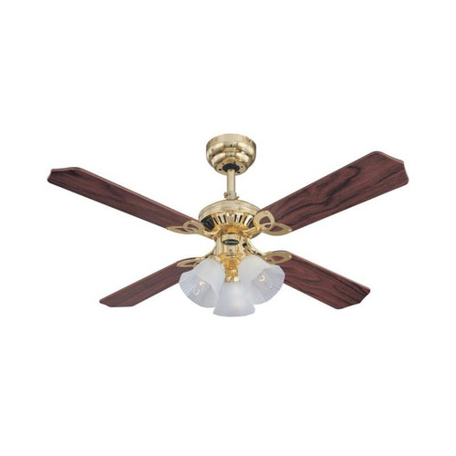 Westinghouse 78199 Princess Trio 42" Ceiling Fan Polished Brass Finish with Three-Light Frosted Glass
