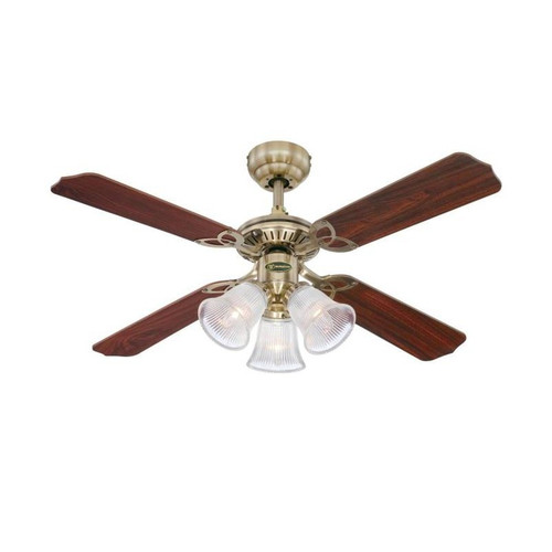 Westinghouse Princess Trio 42" 106cm Ceiling Fan – Antique Brass, Reversible Blades, Light Kit 78265