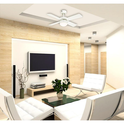 Westinghouse Colosseum 90cm Indoor Ceiling Fan White Finish Reversible Blades (White/Light Maple) Opal Frosted Glass 72420