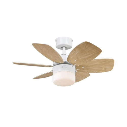 Westinghouse Flora Royale 76cm / 30 Inches Ceiling Fan – White/Maple Blades, Opal Glass Light 72424