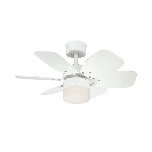 Westinghouse Flora Royale 76cm / 30 Inches Ceiling Fan – White/Maple Blades, Opal Glass Light 72424