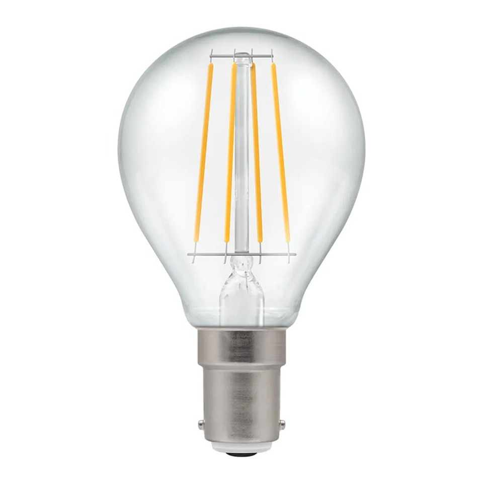 Crompton 5W (40w) 240v SBC B15 2700k Filament LED Golfball Light Bulb