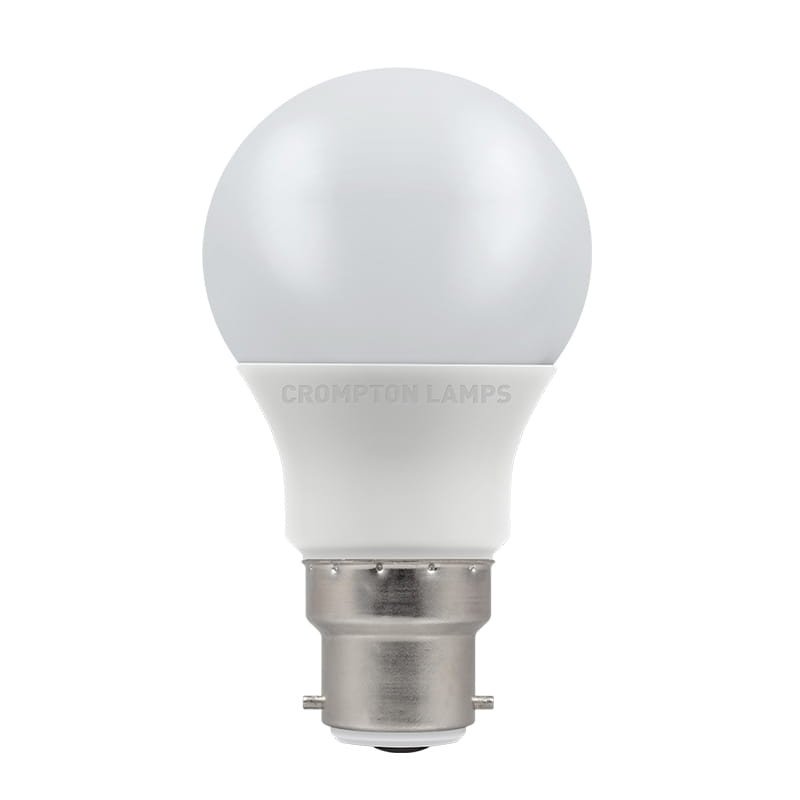 Crompton 5.5W (40w) 240v BC B22 2700k LED Thermal Plastic GLS Light Bulb