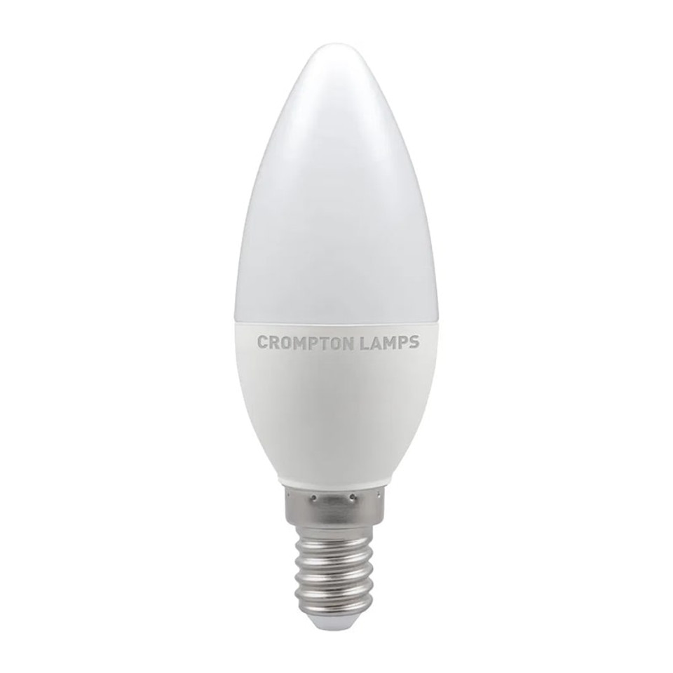 Crompton 5W (40w) 240v SES E14 6500k Dimmable LED Candle Thermal Plastic Light Bulb