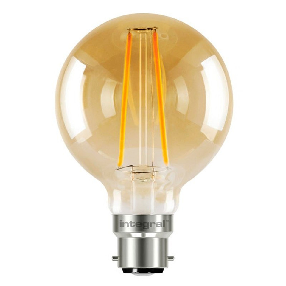 Integral 2.5w 220-240v 170lm LED Globe G95 B22 1800k Ultra-Warm White Non-Dimmable 300 Degree Beam Amber ILGLOBB22N004